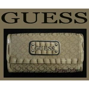 GUESS Logo Moose Checkbook Wallet Vegan Leather